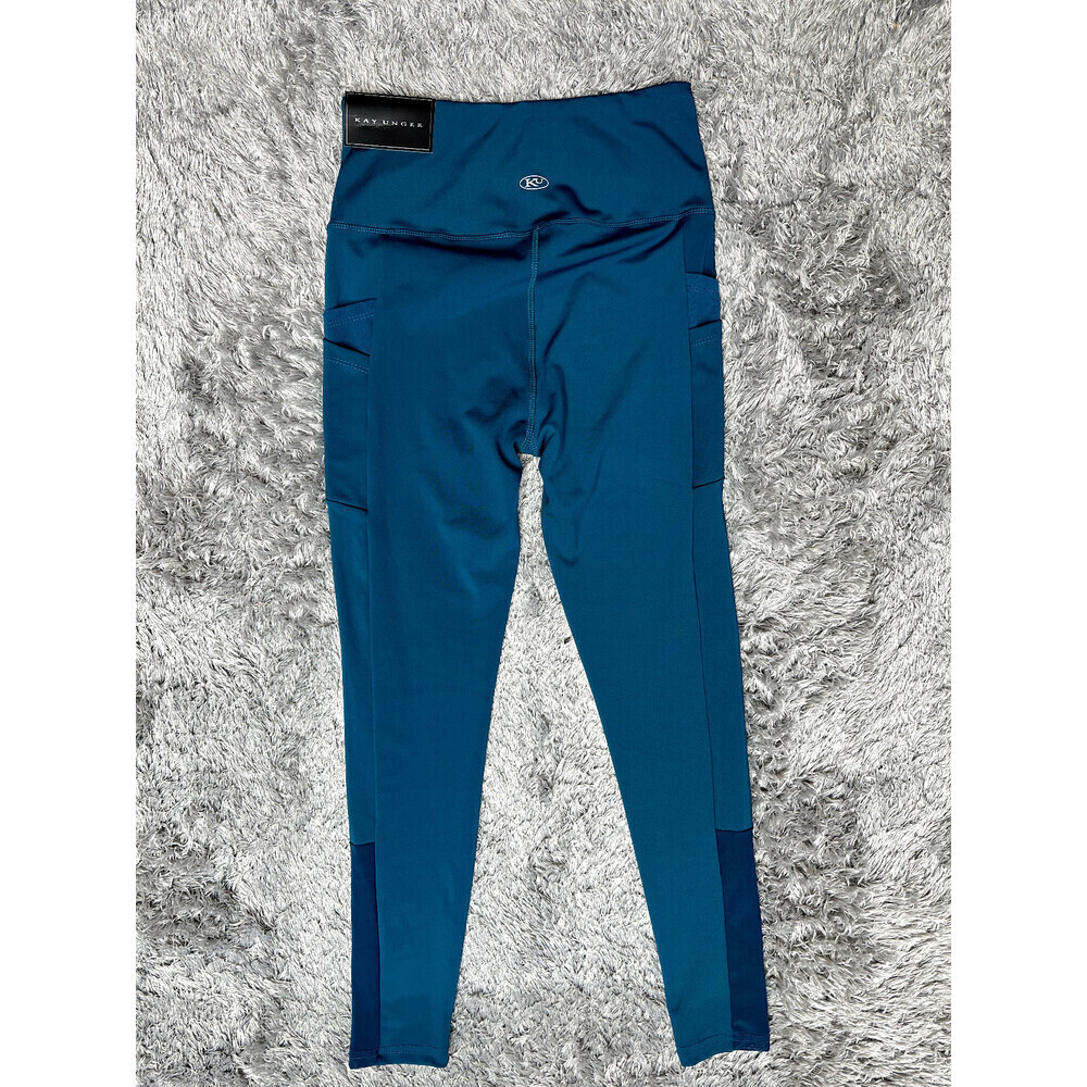 Kay Unger Women's 4 Pockets Yoga Mesh Leggings Pants In Teal Size S NWT - Picture 5 of 10